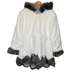 Fashion Faux Fur Coat Jacket Snowy White Soft Warm Elegant Overcoat Women's M